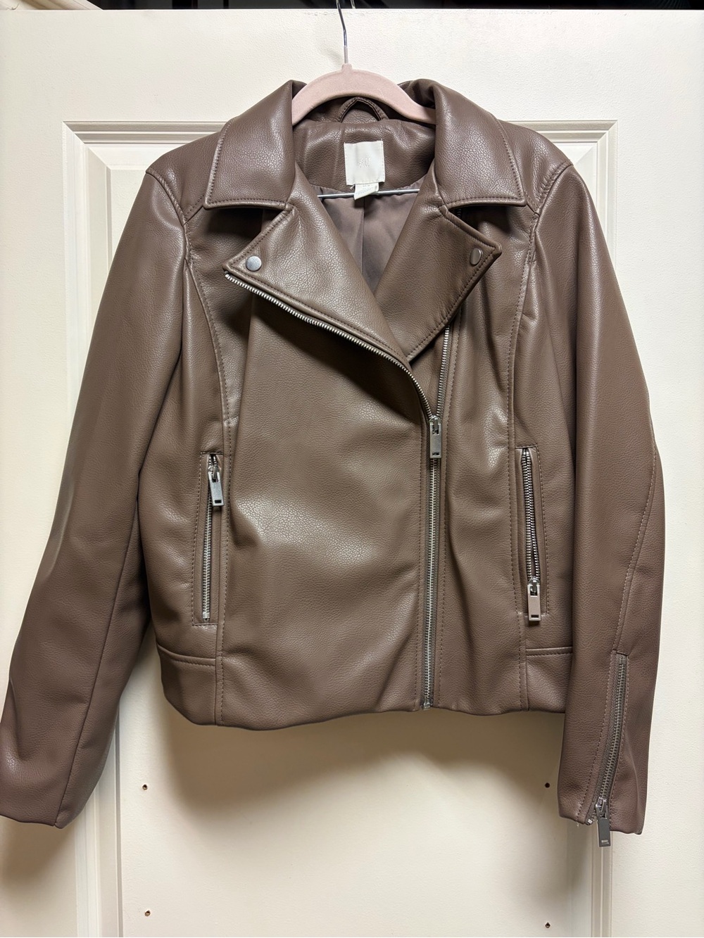 H&M Brown Faux Leather Moto Jacket